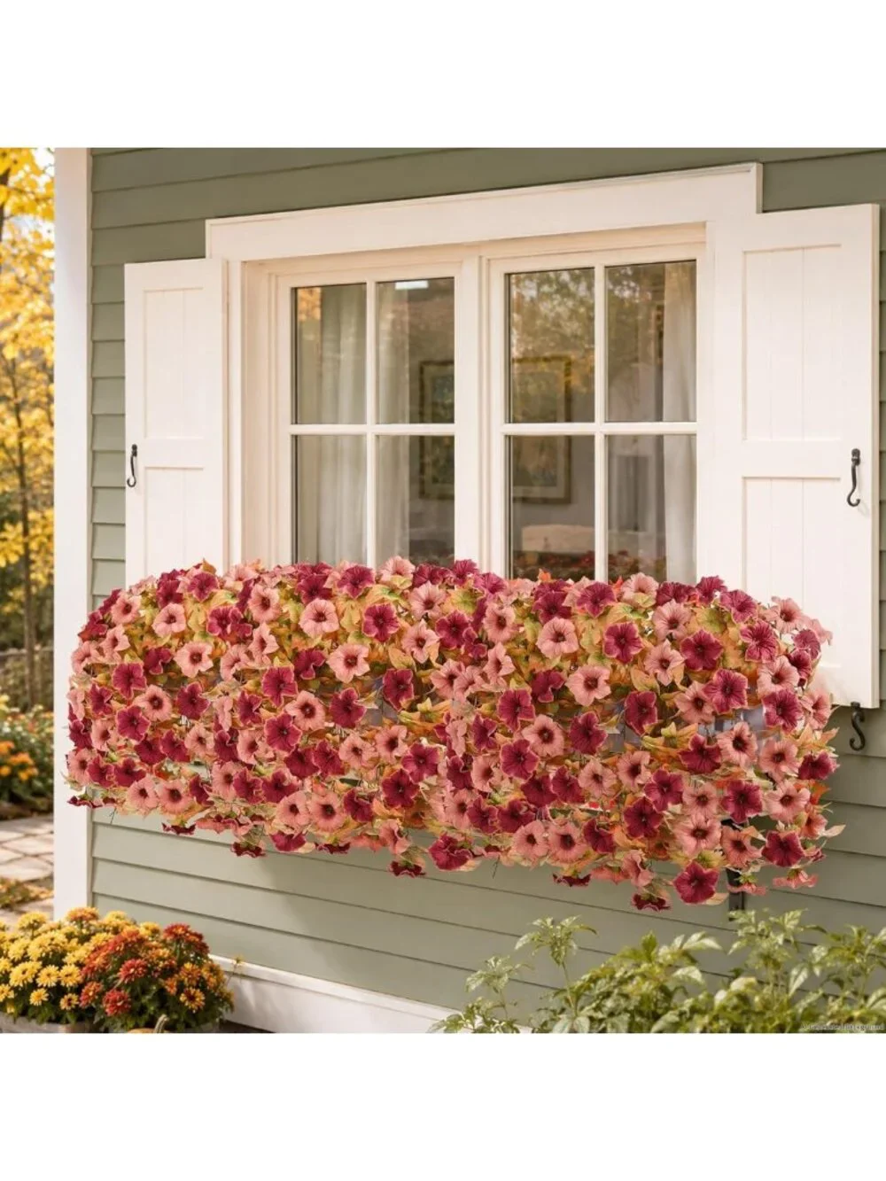 8 Pcs UV Resistant Artificial Mums for Outdoors - Mixed Brown Floral Decor